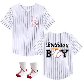 1/2 Birthday Boy Half Birthday Outfit Baby Boy 6 Months Baseball Jersey Button T Shirt Gift Clothes
