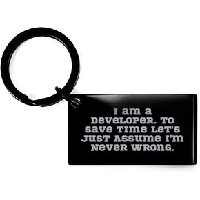 Developer's Sarcasm Gift: I Am A Developer. Funny Stainless Steel Keychain for Birthday Unique Gifts from Developer's Friends to Colleagues