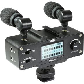 Canon XA20 Camcorder External Microphone Vidpro XM-AD5 Mini Pre-Amp Smart Mixer with Dual Condenser Microphones for DSLRs, Video Cameras and Phones