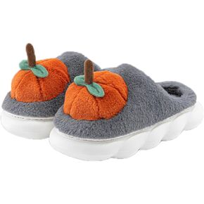 Fuzzy Fluffy Warm Orange Decorated Plush Slippers Comfy Autumn Winter Slippers, Cozy Cute Plush Winter Indoor Outdoor