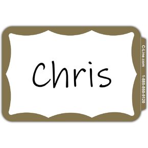 C-Line Pressure Sensitive Peel and Stick Name Badges, Gold Border, 3.5 x 2.25 Inches, 100 per Box (92266)