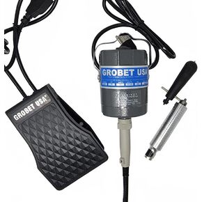 Grobet Rotary Tool Flexible Shaft Machine 300 Series 110-120v 50/60HZ 1/8HP - Model- 34.600 Shaft Electric Hanging Grinder Carver, Forward and Reverse Rotation, Multi-Function, Foot Pedal Control