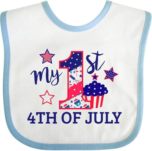 inktastic My 1st 4th Of July with Stars and Cupcake Baby Bib in Saudi Arabia