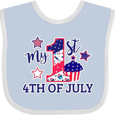 inktastic My 1st 4th Of July with Stars and Cupcake Baby Bib in Saudi Arabia