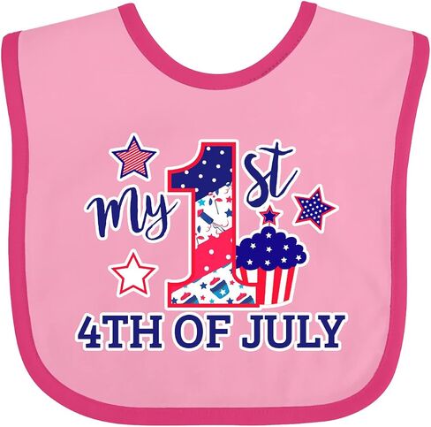 inktastic My 1st 4th Of July with Stars and Cupcake Baby Bib in Saudi Arabia