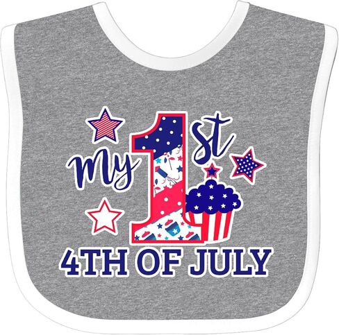 inktastic My 1st 4th Of July with Stars and Cupcake Baby Bib in Saudi Arabia
