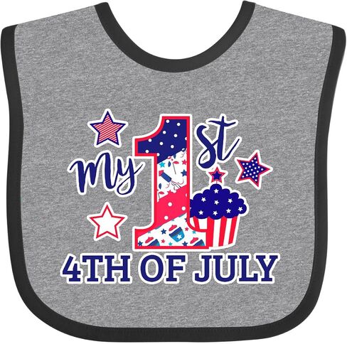 inktastic My 1st 4th Of July with Stars and Cupcake Baby Bib in Saudi Arabia