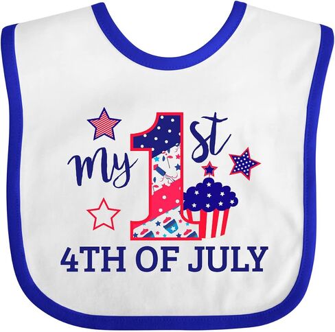 inktastic My 1st 4th Of July with Stars and Cupcake Baby Bib in Saudi Arabia