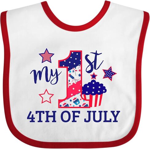 inktastic My 1st 4th Of July with Stars and Cupcake Baby Bib in Saudi Arabia