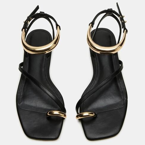 Yishaweiqi Metal Strap Strap Sandals مسطح للنساء خاتم أخمص القدم in Saudi Arabia