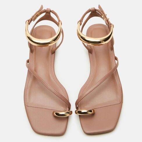 Yishaweiqi Metal Strap Strap Sandals مسطح للنساء خاتم أخمص القدم in Saudi Arabia