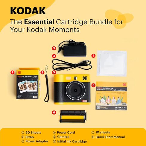 KODAK Mini Shot 4 ERA 4PASS 2-in-1 Instant Camera and Photo Printer (4x4) (Yellow, Camera + 70 Sheets) in Kuwait