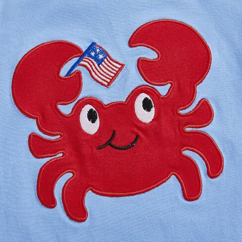 Kids 4th of July Shirt Toddler Little Boys Girls Dog Crab Embroidery Flags Funny Fourth of July Shirts in Saudi Arabia