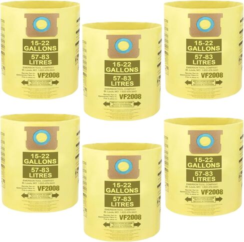 6 Pack 90673 Type G and J Vacuum Bags Compatible for Shop Vac 15-22 Gallon Vacuum, High Efficiency Dust Disposable Collection Filter Bag Part 90663 90673 9066300 9067300 VF2008 in Kuwait