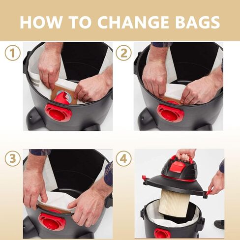 6 Pack 90673 Type G and J Vacuum Bags Compatible for Shop Vac 15-22 Gallon Vacuum, High Efficiency Dust Disposable Collection Filter Bag Part 90663 90673 9066300 9067300 VF2008 in Kuwait