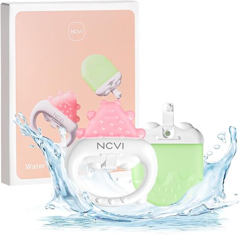 NCVI Freezable Baby Silicone Teething Toys – Cooling Relief for Babies 0-12 Months, BPA-Free, Water-Filled & Ice Teething Toys, Safe & Effective Cold Teethers for Soothing Sore Gums, Pink & Green in Saudi Arabia