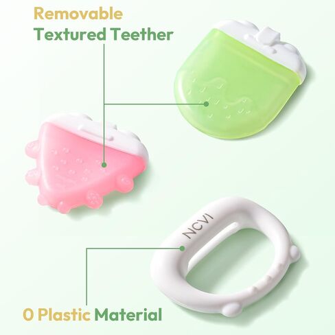 NCVI Freezable Baby Silicone Teething Toys – Cooling Relief for Babies 0-12 Months, BPA-Free, Water-Filled & Ice Teething Toys, Safe & Effective Cold Teethers for Soothing Sore Gums, Pink & Green in Saudi Arabia