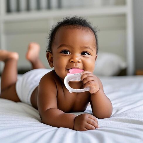 NCVI Freezable Baby Silicone Teething Toys – Cooling Relief for Babies 0-12 Months, BPA-Free, Water-Filled & Ice Teething Toys, Safe & Effective Cold Teethers for Soothing Sore Gums, Pink & Green in Saudi Arabia