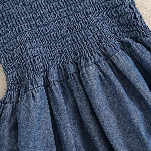 BULINGNA Newborn Baby Girl Outfits Sleeveless Bow Tie Up Front Smocked Bubble Romper Infant Denim Jumpsuit in Kuwait