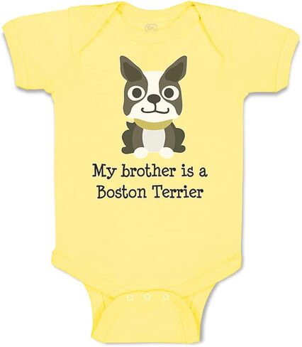 Cute Rascals Baby Bodysuit My Brother Is A Boston Terrier Dog Lover Pet Style B Funny Cotton in Saudi Arabia