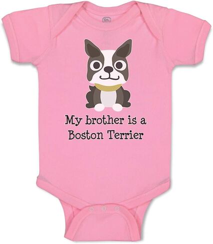 Cute Rascals Baby Bodysuit My Brother Is A Boston Terrier Dog Lover Pet Style B Funny Cotton in Saudi Arabia