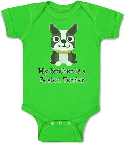 Cute Rascals Baby Bodysuit My Brother Is A Boston Terrier Dog Lover Pet Style B Funny Cotton in Saudi Arabia