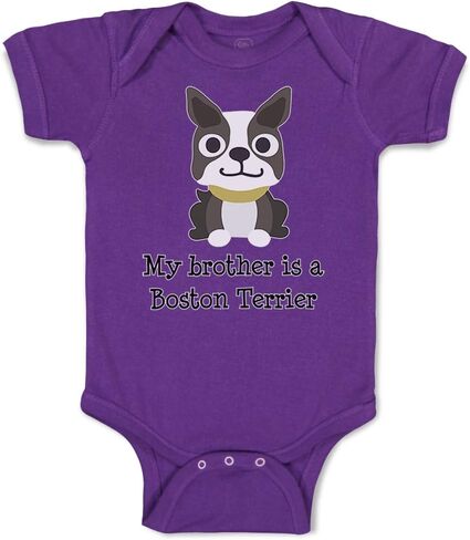 Cute Rascals Baby Bodysuit My Brother Is A Boston Terrier Dog Lover Pet Style B Funny Cotton in Saudi Arabia