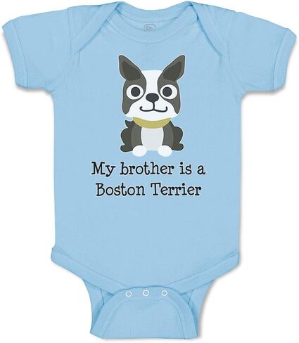 Cute Rascals Baby Bodysuit My Brother Is A Boston Terrier Dog Lover Pet Style B Funny Cotton in Saudi Arabia