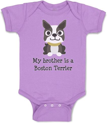Cute Rascals Baby Bodysuit My Brother Is A Boston Terrier Dog Lover Pet Style B Funny Cotton in Saudi Arabia