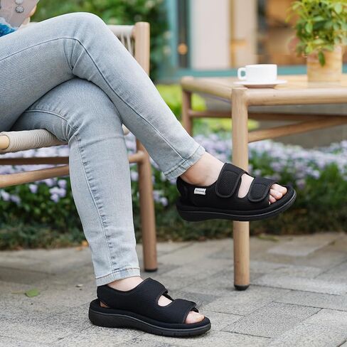 Women's Adjustable Open-toe Slippers with Ankle & Instep Straps and Arch Support, Summer House Shoes for Women Indoor/Outdoor in Saudi Arabia