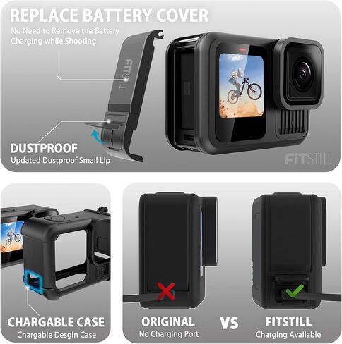 تشمل حالة الحماية في FitStill 60 مترًا/196 قدمًا تحت الماء مقاوم للماء ، ومرشحات الغوص و Silicone Case & Screen Protector و Monopod العائم غطس فقط Fit Go Pro Hero 13 Black Accessory Kit in Kuwait