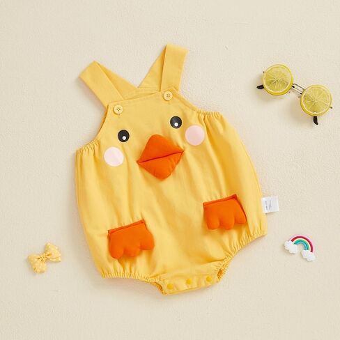 Toddler Baby Boys Girls Outfits Sleeveless Suspender Animal Chick Romper Overalls One Piece Summer Cotton Clothes in Kuwait