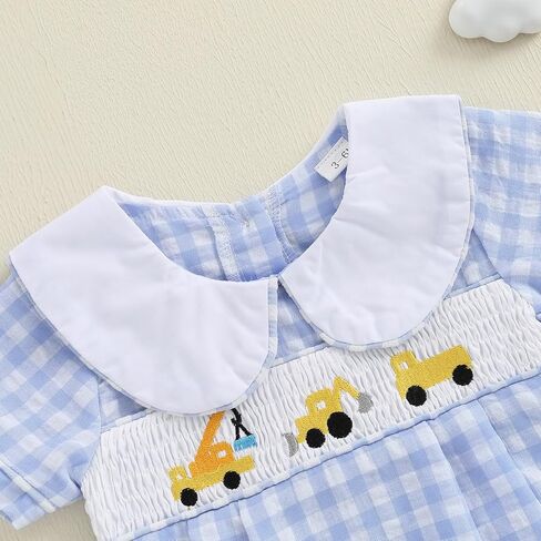 Douhoow Baby Girls Romper Short Sleeve Plaid Plaid Bodysuit Jumpsuit اطفان فتاة الصيف in Kuwait