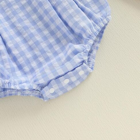 Douhoow Baby Girls Romper Short Sleeve Plaid Plaid Bodysuit Jumpsuit اطفان فتاة الصيف in Kuwait