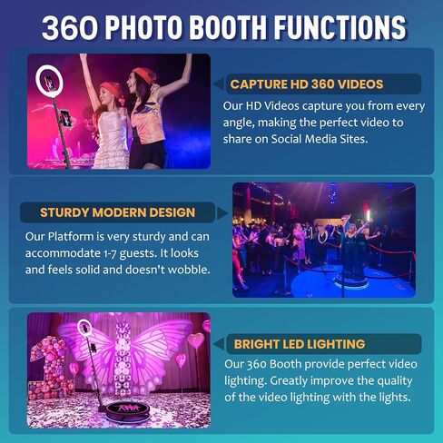 KRICIKR 360 Photo Booth Machine for Parties, Best 360 Photo Booth with Software and Custom Logo,360 Camera Booth Machine to Capture Slow Motion Video and Share to Social Media, 31.6"+Flight Case in Saudi Arabia