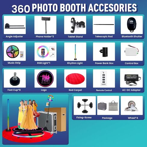 KRICIKR 360 Photo Booth Machine for Parties, Best 360 Photo Booth with Software and Custom Logo,360 Camera Booth Machine to Capture Slow Motion Video and Share to Social Media, 31.6"+Flight Case in Saudi Arabia
