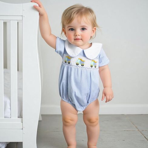 Douhoow Baby Girls Romper Short Sleeve Plaid Plaid Bodysuit Jumpsuit اطفان فتاة الصيف in Kuwait