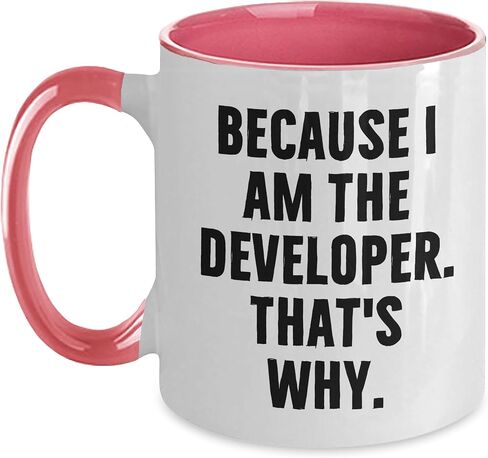 Funny Developer Quote Two Tone Coffee Mug - Birthday Unique Gift from Friends, Coworkers, Family to Developer, Men, Women in Saudi Arabia