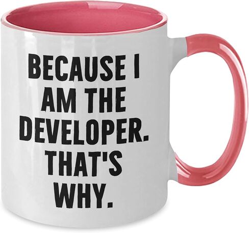 Funny Developer Quote Two Tone Coffee Mug - Birthday Unique Gift from Friends, Coworkers, Family to Developer, Men, Women in Saudi Arabia