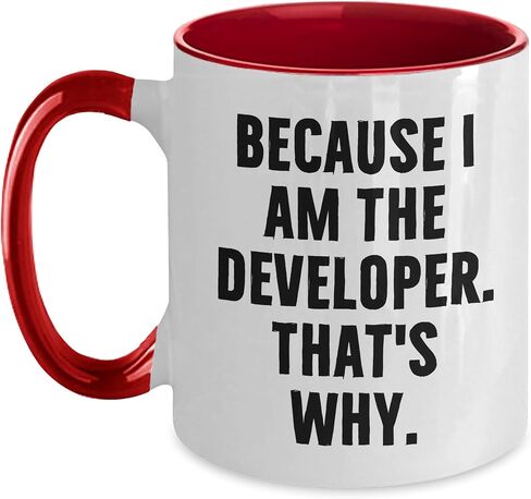 Funny Developer Quote Two Tone Coffee Mug - Birthday Unique Gift from Friends, Coworkers, Family to Developer, Men, Women in Saudi Arabia