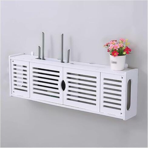 Router Storage Box，WiFi Router Storage Box, Wall Mounted Router Storage Box, White Floating Shelves, TV Lower Row Socket Occlusion Box in Saudi Arabia