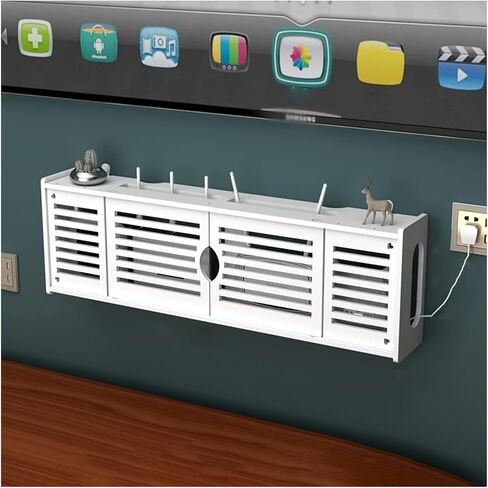 Router Storage Box，WiFi Router Storage Box, Wall Mounted Router Storage Box, White Floating Shelves, TV Lower Row Socket Occlusion Box in Saudi Arabia