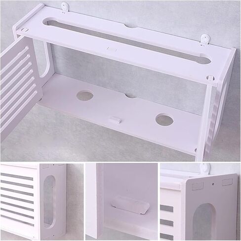 Router Storage Box，WiFi Router Storage Box, Wall Mounted Router Storage Box, White Floating Shelves, TV Lower Row Socket Occlusion Box in Saudi Arabia