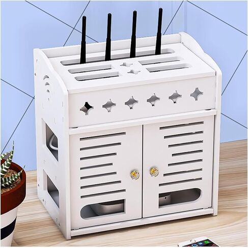 Router Storage Box，WiFi Router Storage Box, Creative WiFi Router Multi-Function Storage Box, Home Living Room TV Cabinet Power Cord Finishing Box, White Set-top Box Bracket in Saudi Arabia