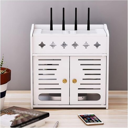 Router Storage Box，WiFi Router Storage Box, Creative WiFi Router Multi-Function Storage Box, Home Living Room TV Cabinet Power Cord Finishing Box, White Set-top Box Bracket in Saudi Arabia