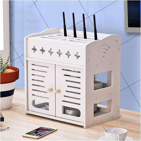 Router Storage Box，WiFi Router Storage Box, Creative WiFi Router Multi-Function Storage Box, Home Living Room TV Cabinet Power Cord Finishing Box, White Set-top Box Bracket in Saudi Arabia