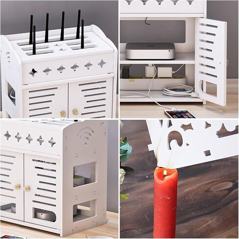 Router Storage Box，WiFi Router Storage Box, Creative WiFi Router Multi-Function Storage Box, Home Living Room TV Cabinet Power Cord Finishing Box, White Set-top Box Bracket in Saudi Arabia