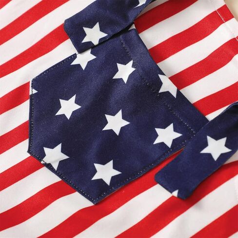Toddler Baby Girl 4th of July Outfits American Flag Romper Bell Bottoms Star Striped Overall Jumpsuit Summer Clothes in Kuwait