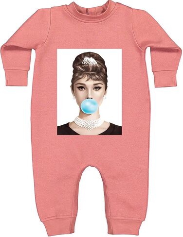Audrey Hepburn Chewing Bubble Gum American Icon Infant Fleece Rompers, Warm, Adorable in Saudi Arabia