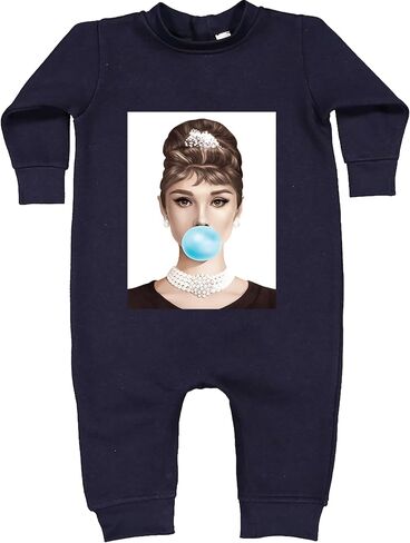 Audrey Hepburn Chewing Bubble Gum American Icon Infant Fleece Rompers, Warm, Adorable in Saudi Arabia